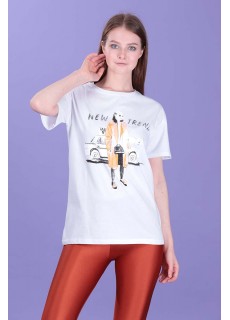 NEW TREND BASKILI BASIC TSHİRT